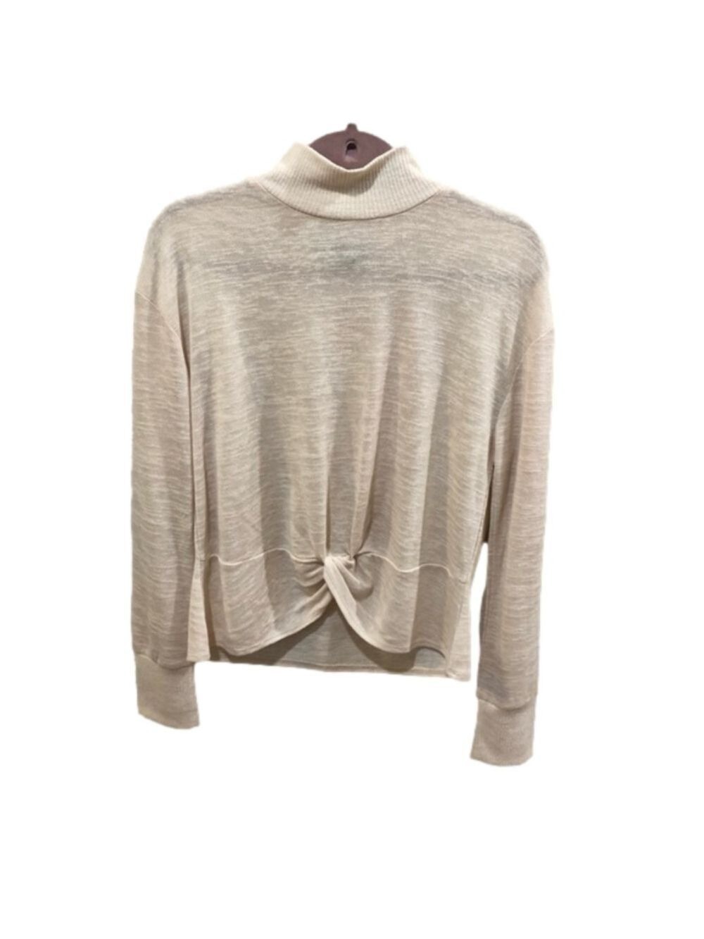 SANCTUARY ivory lightweight mock neck sweater with knotted front hem. Size M